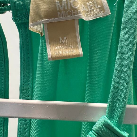 Michael Kors Green Sleeveless Top Size Medium Ruffle Hem Lightweight Pocket Back - Picture 4 of 5